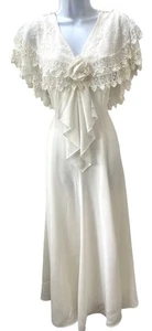 Vintage Scott McClintock Wedding Dress Lace Collar 6 Made In USA White Midi Wow - Picture 1 of 9
