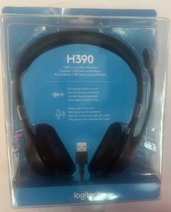 Logitech H390 USB Wired Computer Headset Noise Canceling Microphone Black - Picture 1 of 3