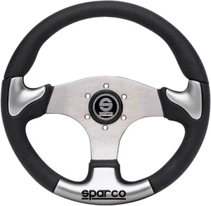Sparco P 222 Seering wheel w/ Silver accent 345mm OD, Flat Dish - Picture 1 of 2