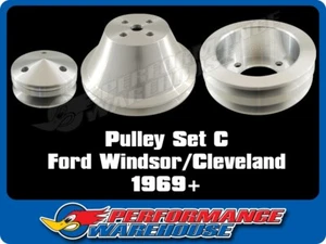 CAL CUSTOM V GROOVE ALUMINIUM PULLEY SET (SET C), FORD WINDSOR/CLEVELAND 1969+ - Picture 1 of 2