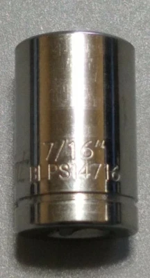 Blue Point BLPS14716 1/4" DRIVE 7/16” SOCKET, SHALLOW, 6 POINT. - Image 1 of 4