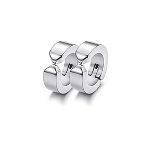 Colorful Non Piercing Magnet Earrings Stainless Steel Charm Hoop Earrings Set - Picture 1 of 29