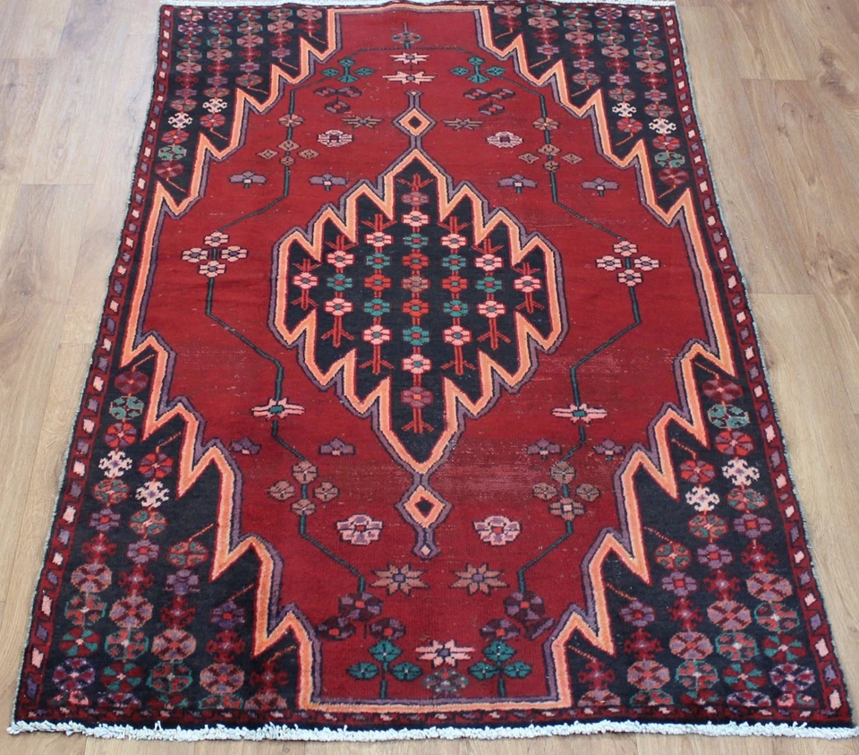 Antique PERSAIN CARPET RUG HAND MADE Oriental Vintage Old Wool Rug 188 X 111 CM - Image 1 of 4