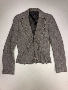 BANANA REPUBLIC Brown Tweed Peplum Jacket Size 2 - Picture 1 of 7