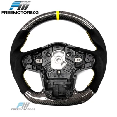 Volante para 20-25 GR Supra A90 A91 CF y Alcantara a rayas de costura amarilla Foto 1 de 2