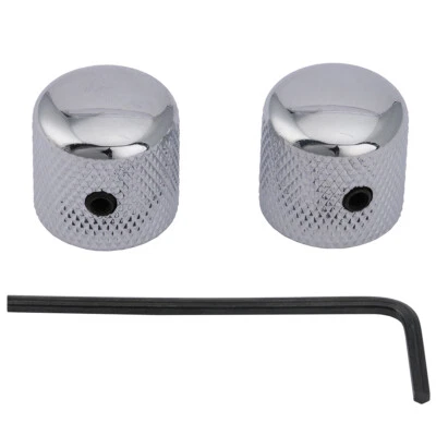 Musiclily Pro 2Pcs Chrome 6mm Steel Knurled Dome Knobs For Telecaster Guitar PB - Image 1 of 4