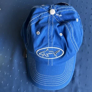 Greg Norman Blue Embroidered Shark Logo Strapback Golf Hat Cap - New With Tags - Picture 1 of 3