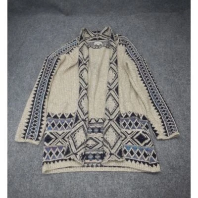 Lucky Brand Aztec Geometric Open Long Cardigan Sweater Womens Small Petite Boho - Image 1 of 4