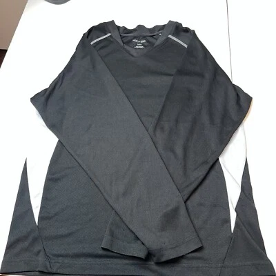 Men's North End Long Sleeve Pullover Polyester Gray Black Shirt V-Neck S/P - Image 1 of 4