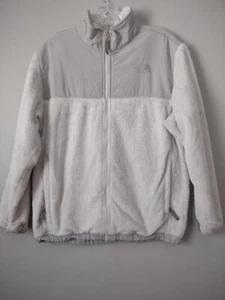 Giacca North Face Ragazze XL Pile Grigio Crema Cerniera Intera Finta Collo Foderata Tasche - Foto 1 di 6