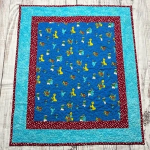 VNTAGE SESAME STREET QUILT BLANKET COMFORTER BERT ERNIE OSCAR BIG BIRD 29X34 1/2 - Picture 1 of 12