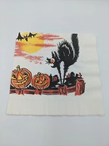 VINTAGE 1960 HALLOWEEN Paper Party Napkin JOL BLACK CAT Reed Company USA - Picture 1 of 5