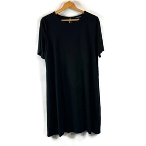 Eileen Fisher Womens Mini Shirt Dress Size Large Black Round Neck Short Sleeve - Picture 1 of 8