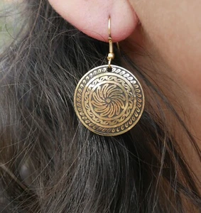 Orientalische Ohrringe Bollywood Sari Hippie goldfarben Mangalore Indien - Bild 1 von 2