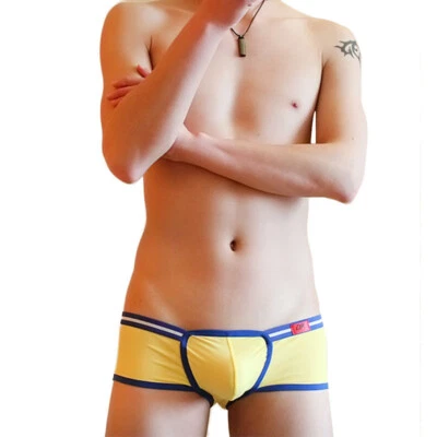 Roupa íntima masculina simples sexy macia elástica respirável etiqueta não sensível boxer - Imagem 1 de 4