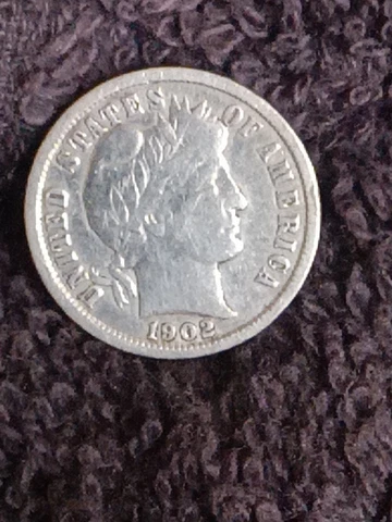 Beautiful 1902 Silver US Barber Dime See Pics Great Condition Cover