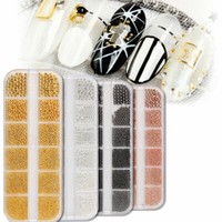 Nail Caviar 3D Beads Art Manicure Gold Rhinestones Micro Rose DIY Decor Tips