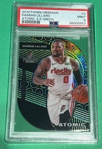 2019-20 Panini Obsidian Atomic E/E GREEN 02/25 Damian Lillard #3 PSA 9 MINT - Bild 1 von 2