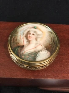 ANTIQUE FRENCH BRONZE ORMOLU JEWELRY BOX W/ SIGNED IMAGE-291 - Picture 1 of 8