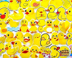 50 Stck. ""Gummiente"" Aufkleber Pack Lustig Quacksalber Niedlich Bauernhof Tier Haustier Gelb Aufkleber - Bild 1 von 6