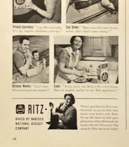 1942 Best Ways to Eat Ritiz Crackers Nabisco Vintage Print Ad - Bild 1 von 7