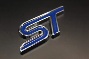 Chrome Silver Blue ST Rear Trunk Boot Tailgate Badge For Ford Emblem - Foto 1 di 2