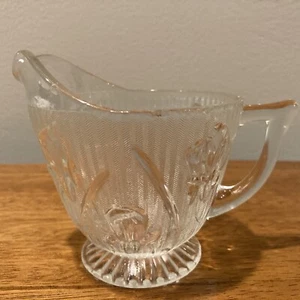 1920's Jeanette Iris and Herringbone Creamer / Pitcher Depression Clear Glass - Picture 1 of 7