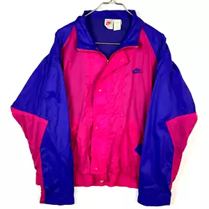 Giacca a vento Nike vintage taglia media rosa colorblock full zip anni 90 foderata - Foto 1 di 3