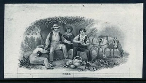US Vignette die proof on india paper, Country Picnic, 1850s - Picture 1 of 4