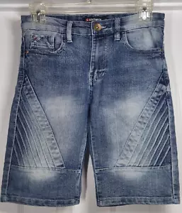 SOUTHPOLE Denim Jean Shorts Boys Size 8 Stone Wash Distressed Blue (27x10) - Picture 1 of 10