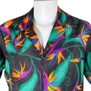 Hilo Hattie Hawaiian Aloha Shirt XL Bird Of Paradise Floral Polyester 1970's? - Picture 1 of 6