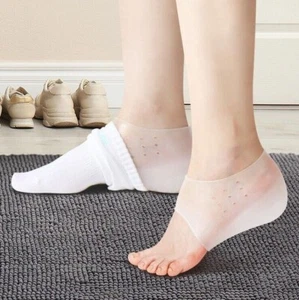 Unisex Discreet Height Silicon Heel Pad Socks Arch Support Heel 2.5 / 3.5 / 5cm - Picture 1 of 4