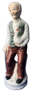 OLD MAN FARMER HOLDING CHICKEN GRANDFATHER FIGURINE HAND PAINTED - Picture 1 of 6