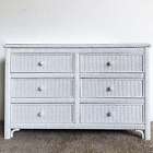Boho Chic White Wicker and Rattan Dresser by Henry Link