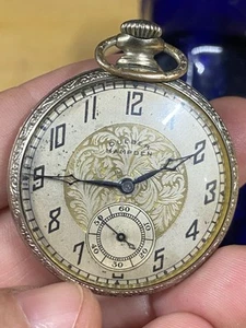 ANTIKE DUEBER HAMPDEN 17J 10K GOLDFILLED TASCHENUHR TEILE oder REPARATUR - Bild 1 von 11