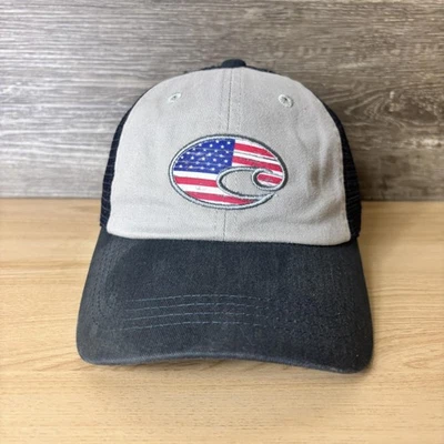 Gorra Costa Del Mar Correa Trasera Gris Azul Marino Camionero Malla EE. UU. Bandera Pesca Para Hombres Foto 1 de 4