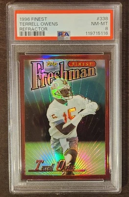 1996 Topps Finest Refractor Terrell Owens #338 Rookie PSA 8 NM-MT 49ers HOF - Image 1 of 2