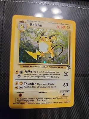 Raichu Holo Rare Swirl 2000 Pokémon Card TCG 16/130 Base Set 2 - Image 1 of 4