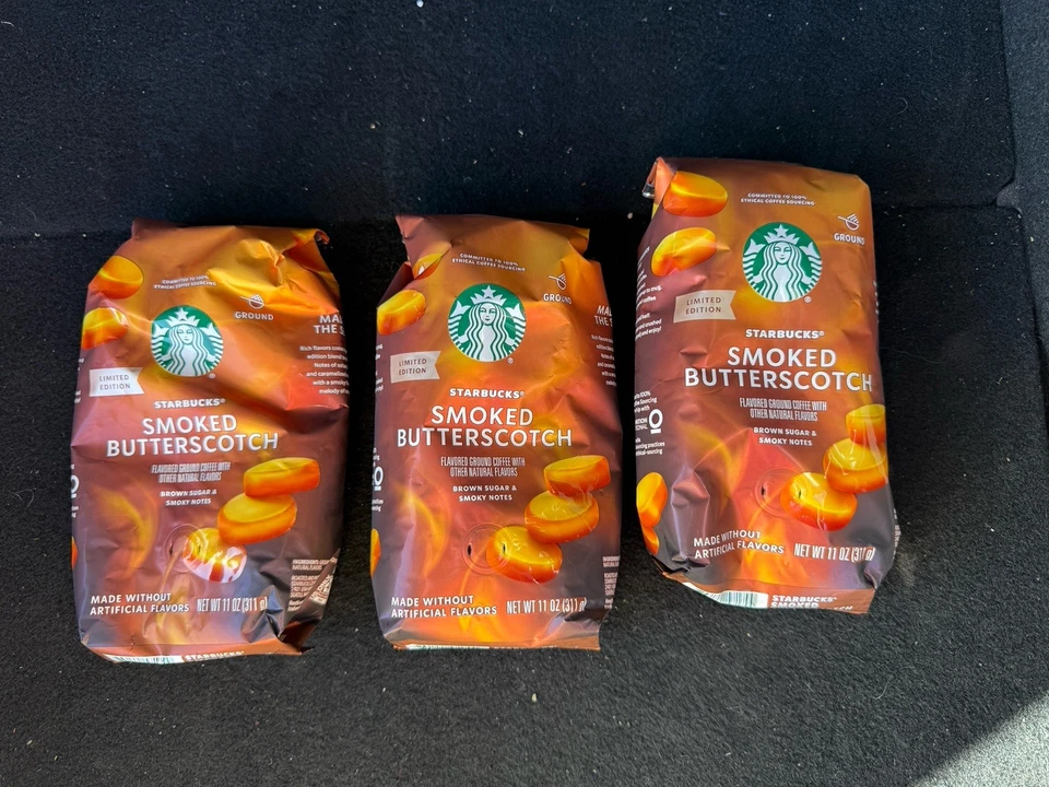 3 x Starbucks SMOKED BUTTERSCOTCH Edición Limitada Café Molido 11 OZ Bolsa BB 12/2025 Foto 1 de 1