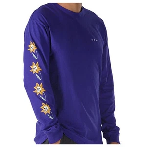Vans The Skull Flower Long Sleeve T-Shirt Tee Men L Classic fit Purple Yellow - Picture 1 of 12
