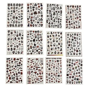 12 Blatt Nail Art Halloween Sticker Aufkleber Gruselfolie Figuren selbstklebend - Bild 1 von 12