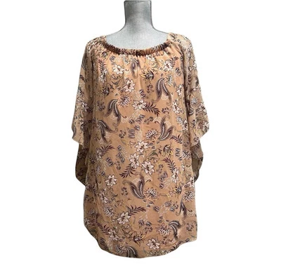 Túnica Rue 21 Floral Cachemira S Transparente Campesina Pradera Salmón Neutro Casa Boho Foto 1 de 4