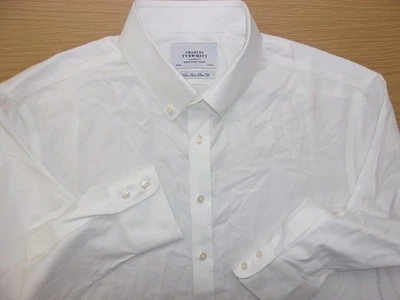 Charles Tyrwhitt Non-Iron Cotton Twill Dress Shirt White Slim Fit 18-35 ~NEW~ - Image 1 of 2