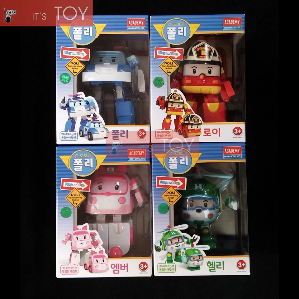 Robocar POLI ROY AMBER HELLY Transforming Robot 4.7" Figures Cars 4pcs Toys set - Image 1 of 4