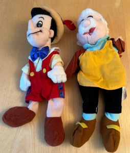 DISNEY PINOCCHIO GEPPETTO BEAN BAG BEANIE PLUSH LOT 2 - Picture 1 of 3