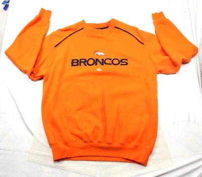 NFL Broncos Spell Out Horse Logo Orange Pull Over Sweatshirt Medium - Image 1 of 4