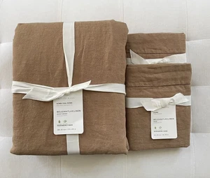 Pottery Barn BELGIAN FLAX LINEN Duvet King Cali King & 3 Euro Shams Bronze NWT - Picture 1 of 5