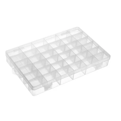 Component Storage Box - PP Fixed 36 Grids Clear White 275x188x44mm - Image 1 of 4