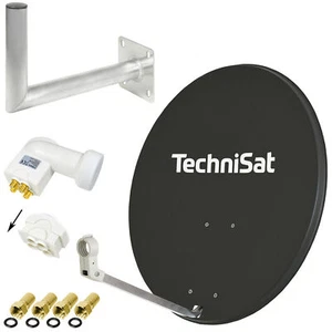 SAT Anlage TechniSat 80cm Schüssel + LogiSat Quad LNB Wandhalter 45cm HDTV HD d - Bild 1 von 7
