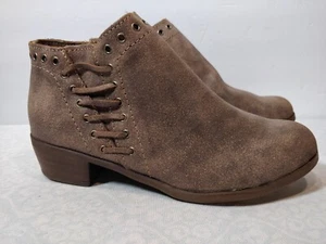 Minnetonka Ankle Boots Brushed Leather Eyelet Design Tan BRENNA 1533T Women's 7 - Picture 1 of 6